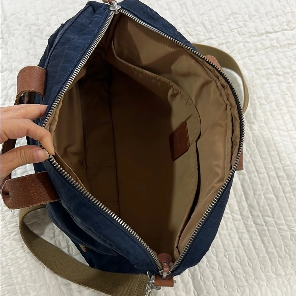 Jcrew Men’s Canvas & Leather Messenger Bag - Navy Blue